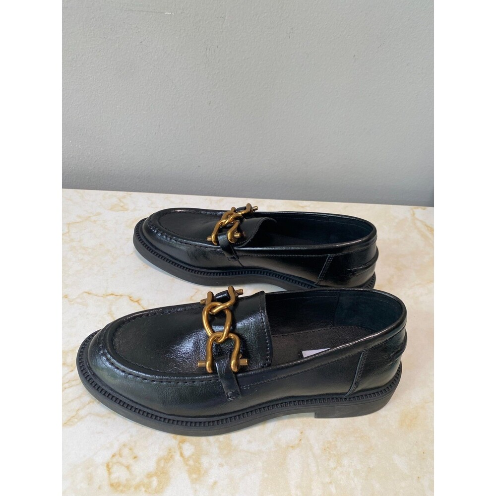 NEW Steve Madden Women's Black Karmine Loafer Gold Hardware Sz 8M - Picture 2 of 8